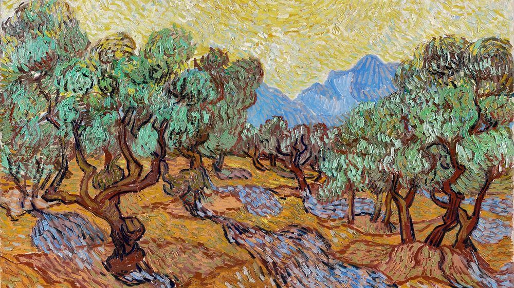Van Gogh wallpaper, desktop background, Olive Trees