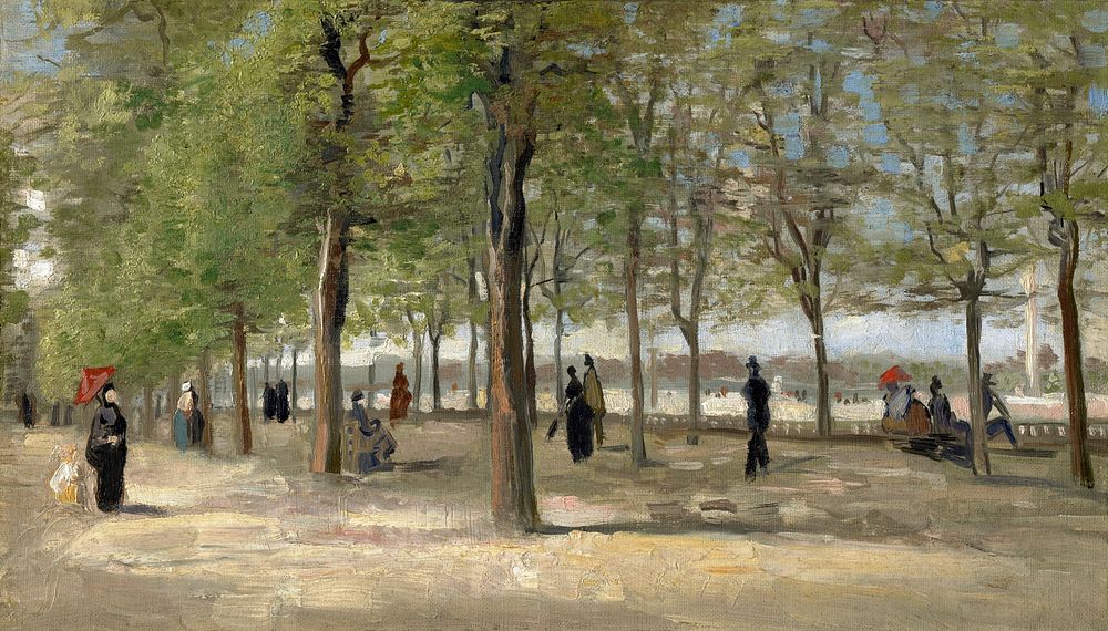 Vincent van Gogh's Terrace in the Luxembourg Gardens (1886) famous painting. Original from the Sterling and Francine Clark…