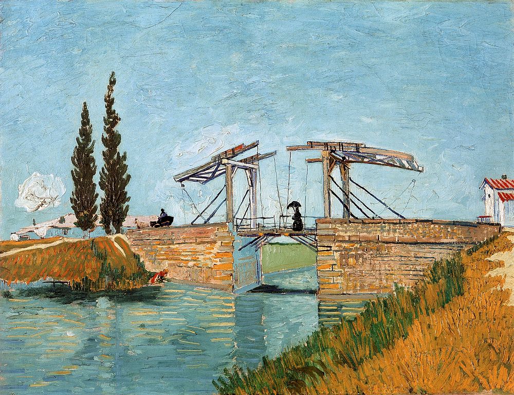 Vincent van Gogh's Langlois Bridge at Arles (1888) famous painting. Original from Wikimedia Commons. Digitally enhanced by…