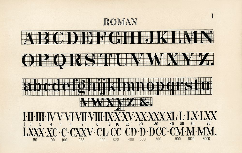 Roman fonts from Draughtsman's Alphabets by Hermann Esser (1845&ndash;1908). Digitally enhanced from our own 5th edition of…