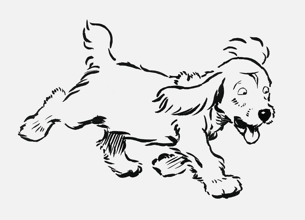 Vintage Illustration of The White Puppy.