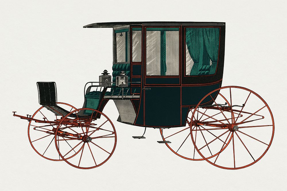 Antique carriage illustration, traditional transportation psd