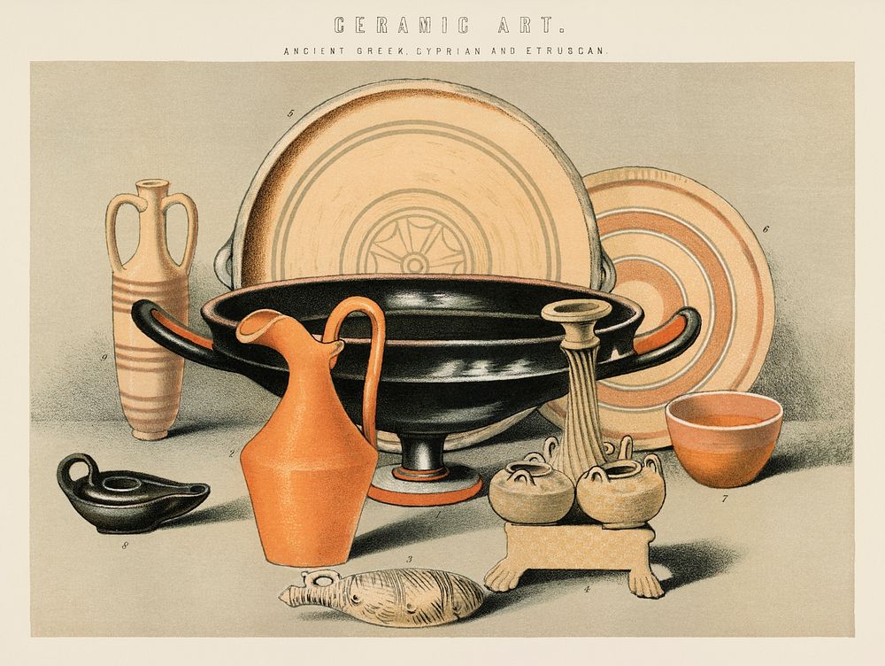 Ceramic Art: Ancient Greek, Cyprian and Etruscan (1891), a collection of everyday ceramic tools used in the ancient times.…