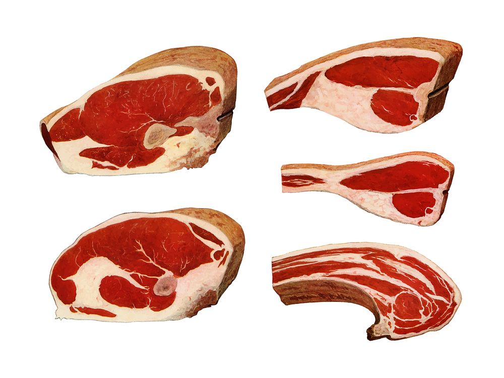 Beef Sirloins from the book, The Grocer&rsquo;s Encyclopedia (1911). Digitally enhanced by rawpixel.