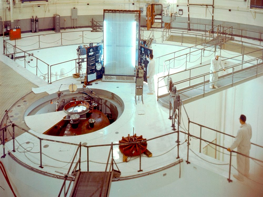 A view inside the 55-foot high containment vessel of the National Aeronautics and Space Administration (NASA) Plum Brook…