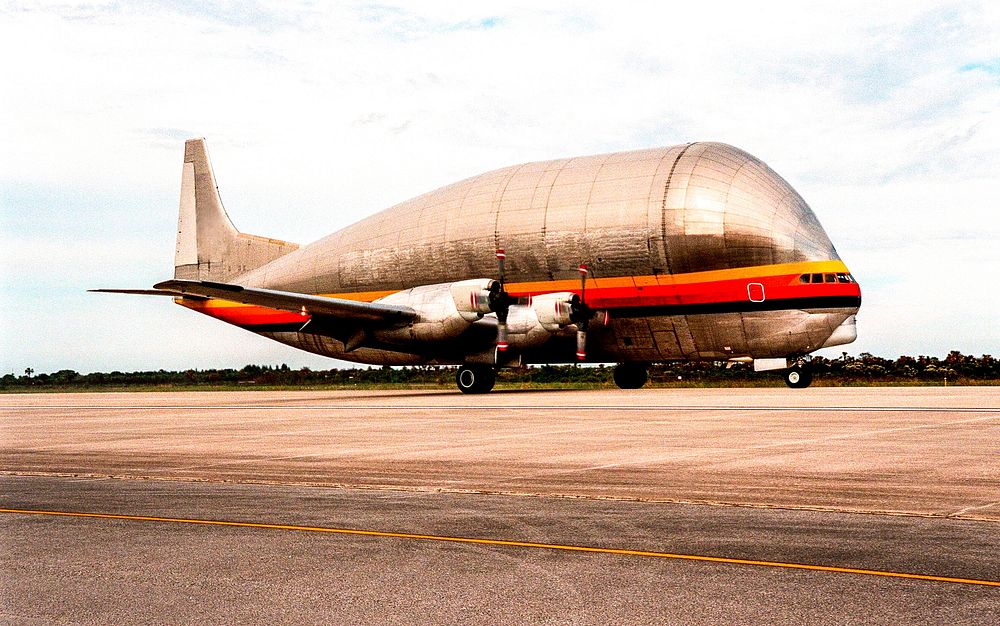NASA's Super Guppy aircraft arrives at the KSC Shuttle Landing Facility after leaving Marshall Space Flight Center in…