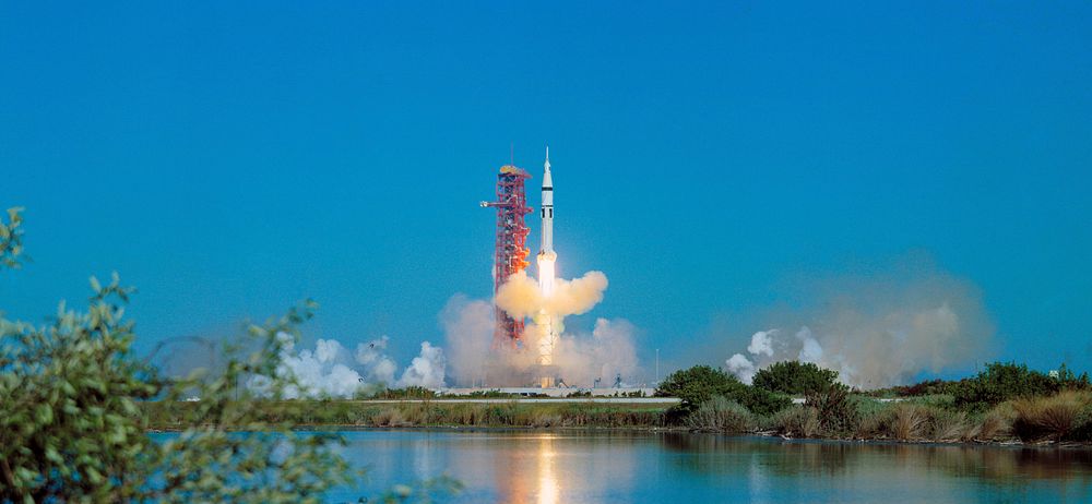 The Skylab 4/Saturn 1B space vehicle is launched from Pad B, Launch Complex 39, Kennedy Space Center, Florida, Nov. 16…