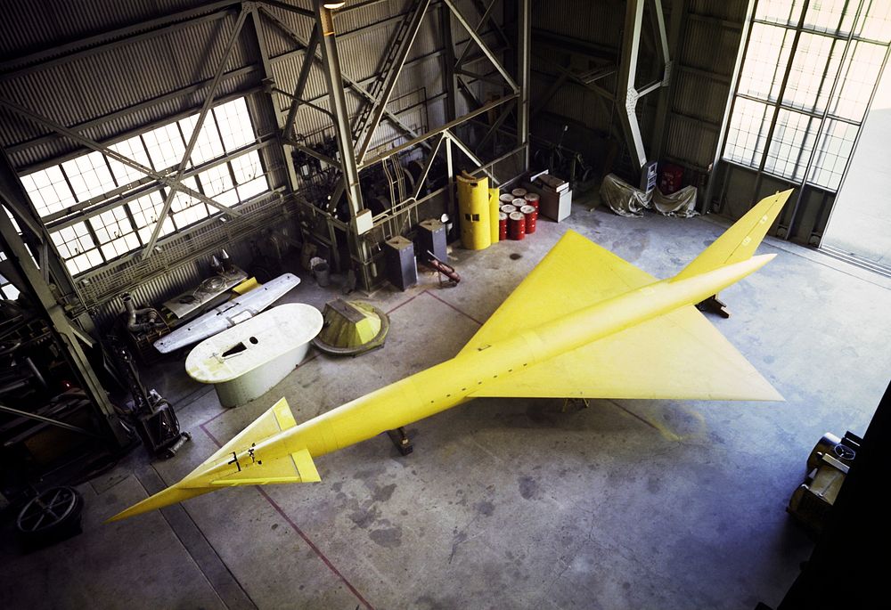 Supersonic Transport Model in the shop of the Ames 40x80 Foot Wind Tunnel, Apr 6th,1961. Original from NASA. Digitally…