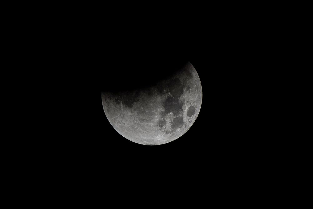 Super Blue Blood Moon beginning its eclipse from NASA's Armstrong Flight Research Center on the West Coast. Original from…