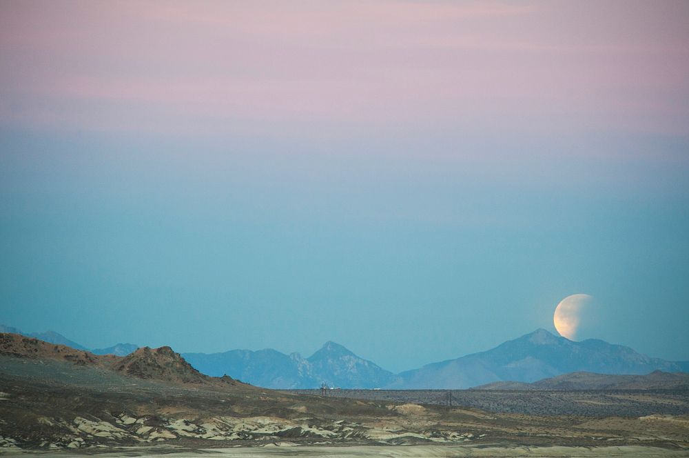 The Super Blue Blood Moon eclipse from California's Trona Pinnacles Desert National Conservation. Original from NASA.…
