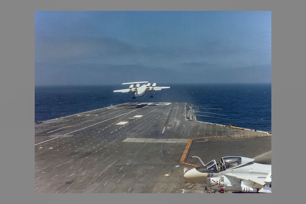 QSRA (NASA-715) takeoff and landing trials onboard the USS Kitty Hawk, July 30th, 1980. Original from NASA. Digitally…