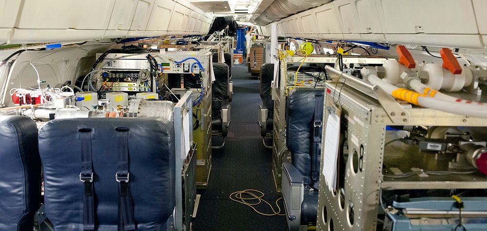 NASA's DC-8 flying laboratory fully loaded in preparation for NASA's 2013 SEAC4RS climate science mission,15 July 2013.…