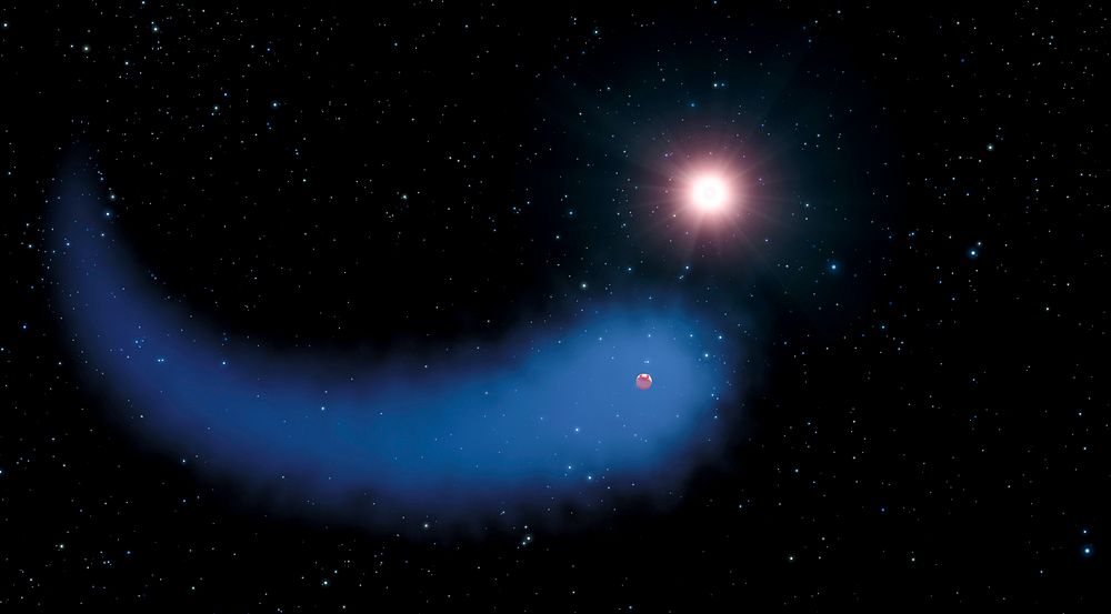 Immense cloud of hydrogen dubbed &ldquo;The Behemoth&rdquo; bleeding from a planet orbiting a nearby star. Original from…