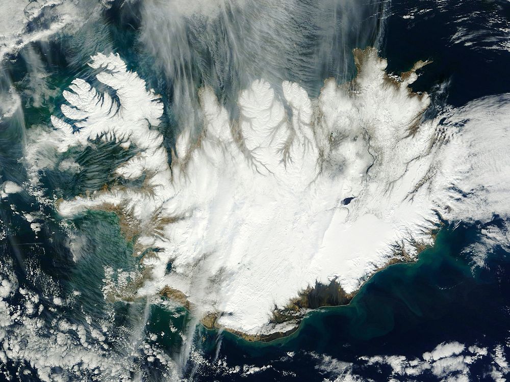 A nearly cloud-free image of Iceland. Original from NASA. Digitally enhanced by rawpixel.
