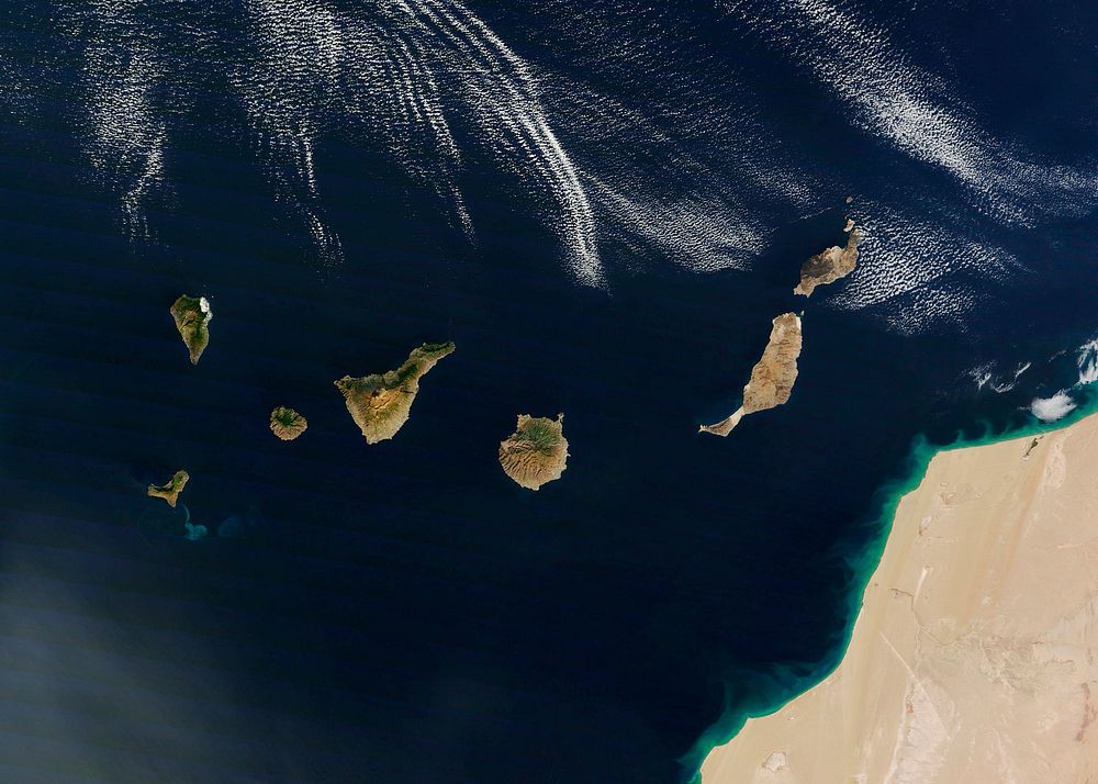 The rugged landscape of the Canary Islands. Original from NASA. Digitally enhanced by rawpixel.