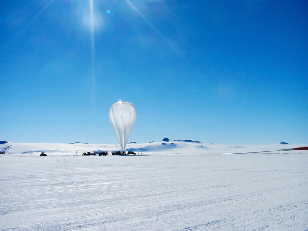 A NASA scientific balloon awaits launch in McMurdo, Antarctica. Original from NASA. Digitally enhanced by rawpixel.