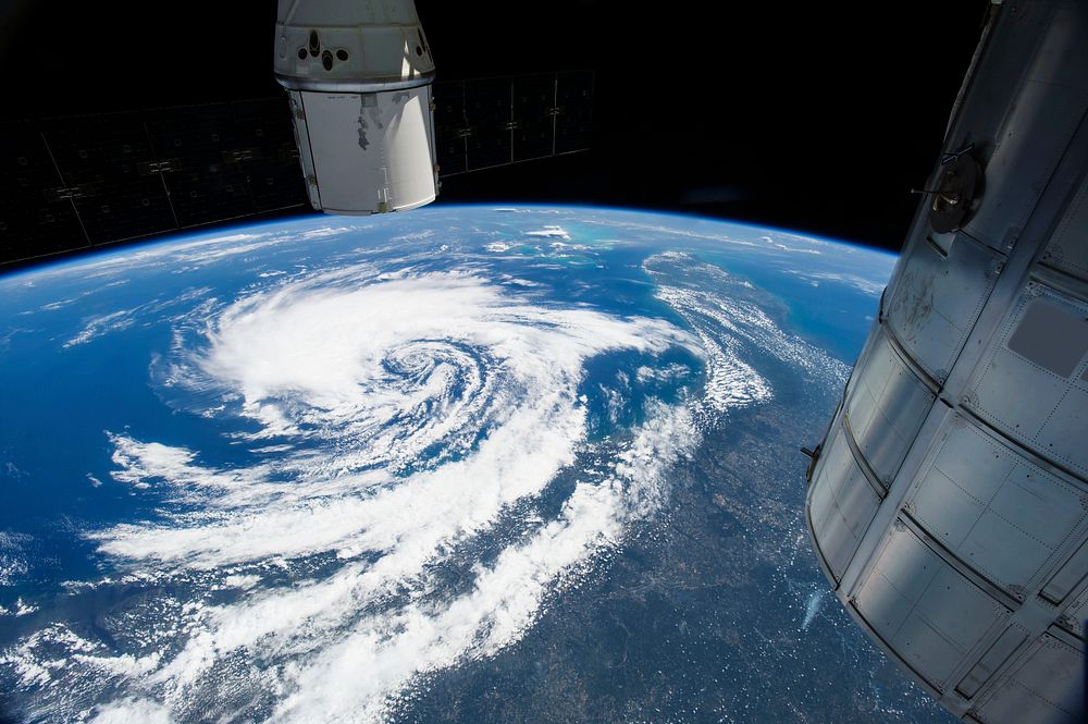 Tropical Storm Anna taken from the International Space Station displays the view looking south-southeastward from western…