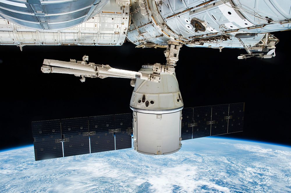 SpaceX Dragon before departure, 05/11/2016. Original from NASA. Digitally enhanced by rawpixel.