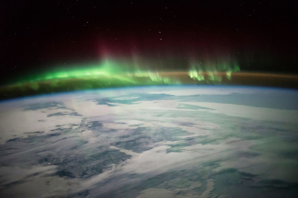 Aurora image over Canada on Jan. 21, 2016. Original from NASA. Digitally enhanced by rawpixel.