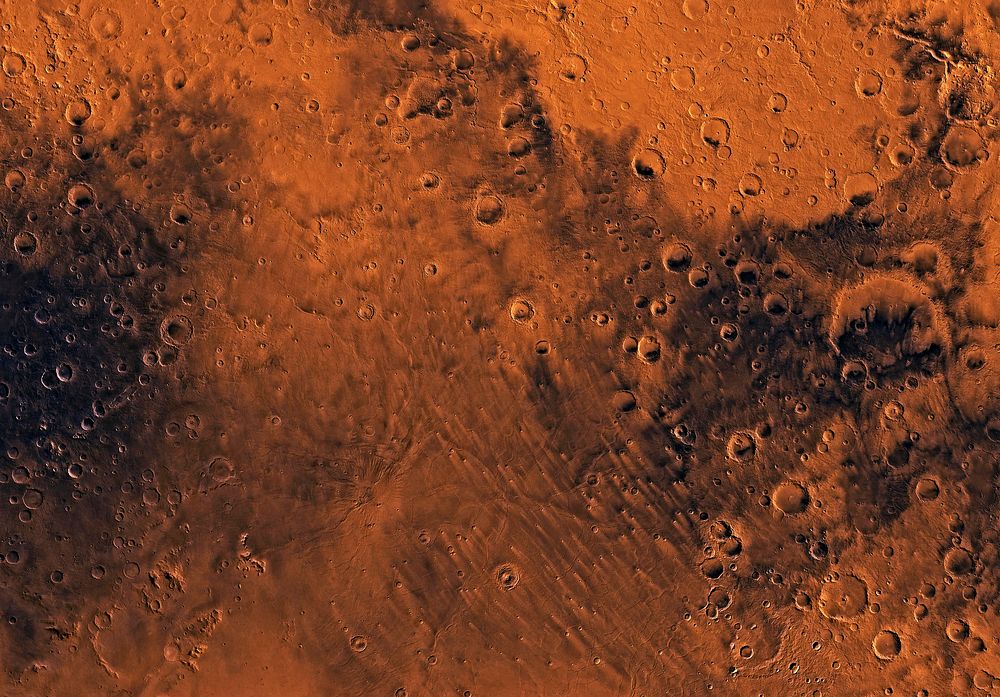 Mars digital-image mosaic merged with color of the MC-22 quadrangle. Original from NASA. Digitally enhanced by rawpixel.