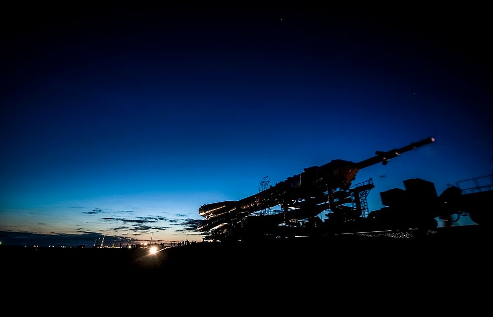 Soyuz TMA-17 spacecraft is rolled out by train to the launch pad at the Baikonur Cosmodrome, Kazakhstan. Original from NASA.…