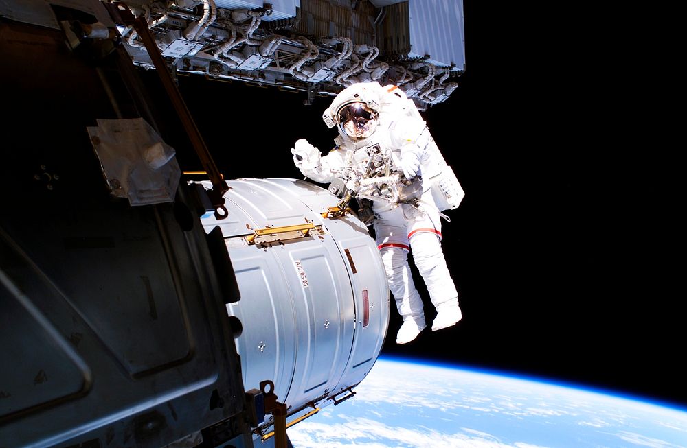 Astronaut Jeffrey N. Williams during EVA 5 on Expedition 13. Original from NASA. Digitally enhanced by rawpixel.