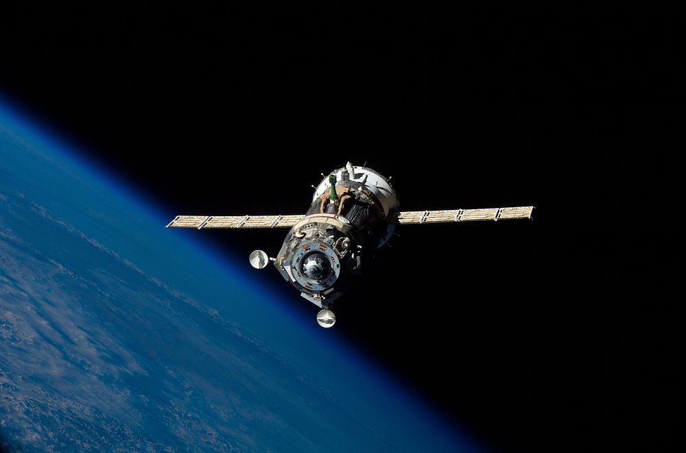 The Soyuz TMA-19 spacecraft departs the International Space Station on Nov. 25, 2010. Original from NASA. Digitally enhanced…