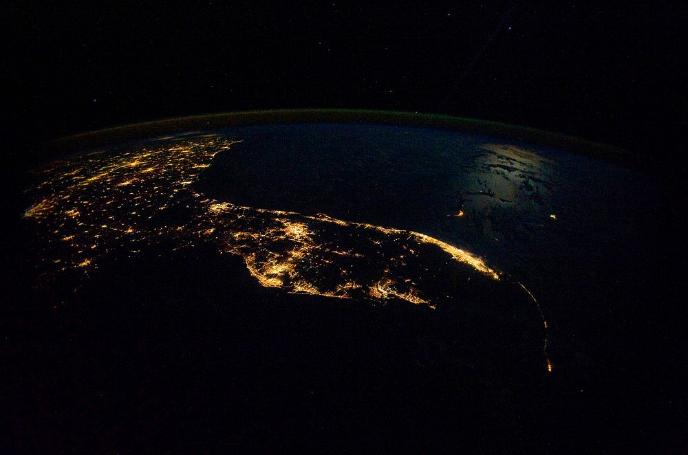The southeast United States from the International Space Station on Halloween night. Original from NASA. Digitally enhanced…