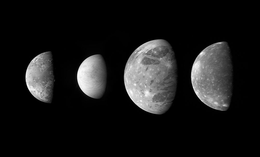 Jupiter's Moons: Family Portrait. Original from NASA. Digitally enhanced by rawpixel.