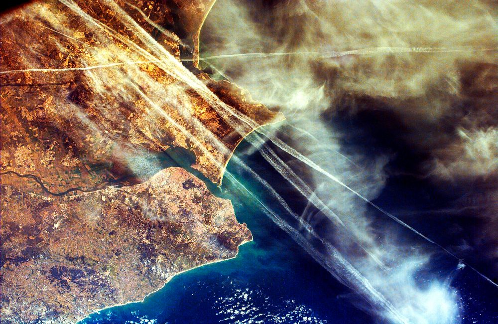 This image from NASA's EarthKAM shows Lisbon, the capital of Portugal. Original from NASA. Digitally enhanced by rawpixel.