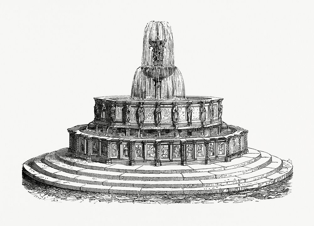 Vintage illustration of Fountain of Viterbo