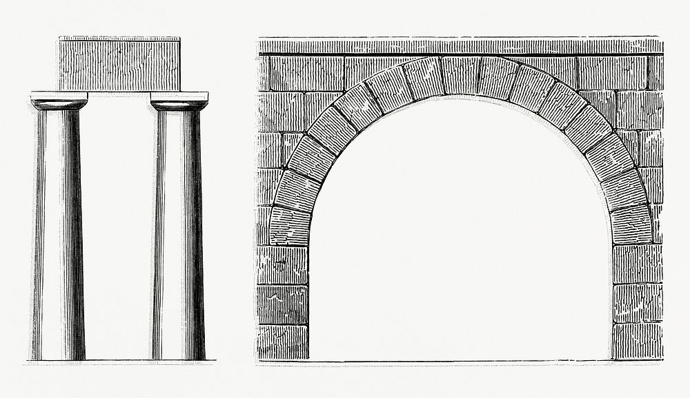 Vintage illustration of Arch and Columns
