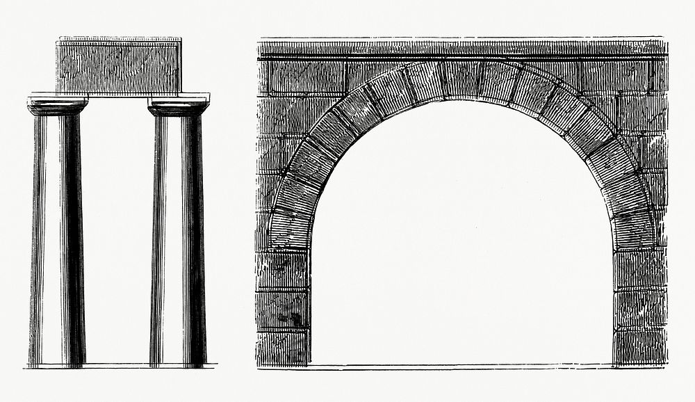 Arch and Columns (1862) from Gazette Des Beaux-Arts, a French art review. Digitally enhanced from our own facsimile book. 
