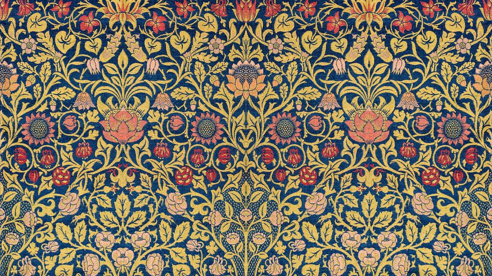 Flower patterned HD wallpaper, botanical background remix from artwork by William Morris