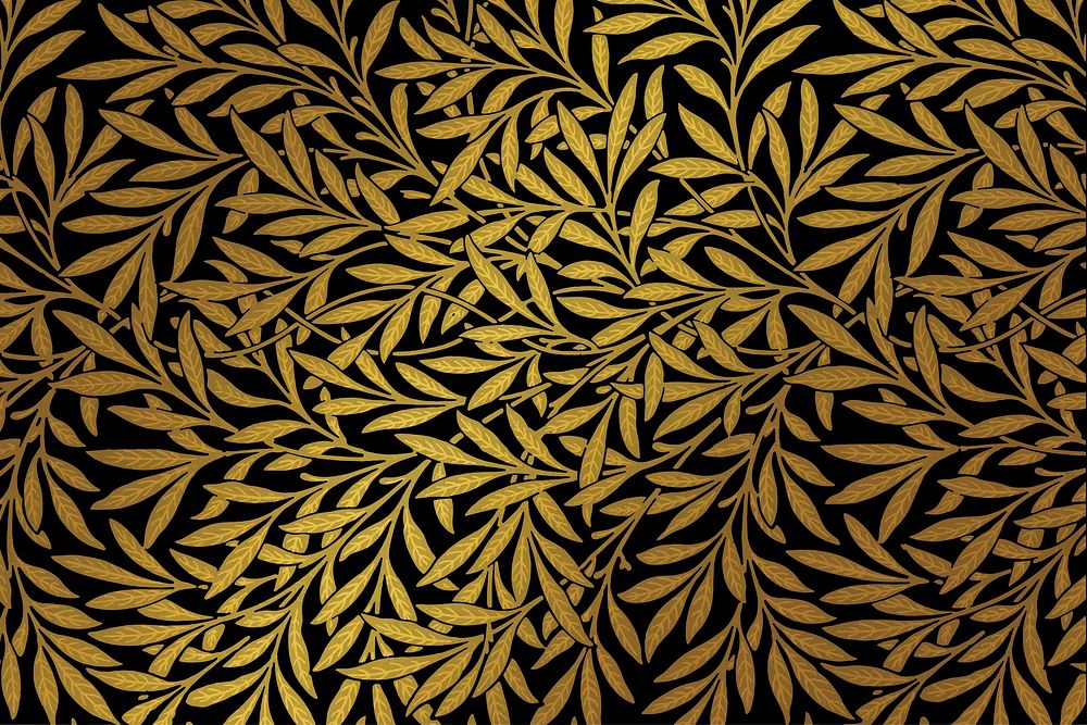 Vintage gold leaf wallpaper vector remix from artwork by William Morris