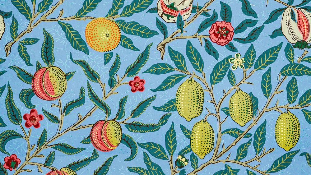 William Morris pattern desktop wallpaper, fruit background