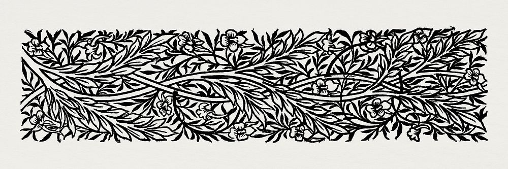 William Morris's Love is Enough&ndash;Upright Border or Sidepiece with entwined Foliage and Flowers (1872) famous artwork.…