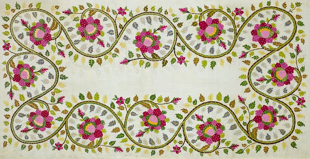 William Morris's (1834-1896) Turkish Pillow cover during 19th Century embroidered in coloured threads, silks on cotton…