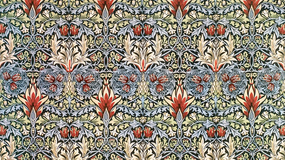 Vintage floral pattern HD wallpaper, botanical background remix from artwork by William Morris