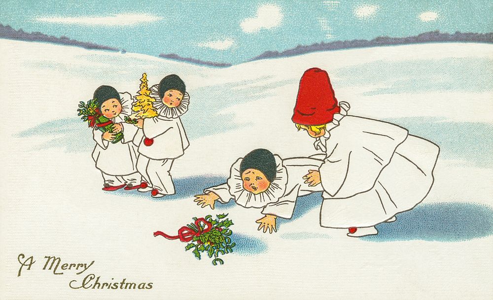 Vintage Christmas Postcard (1916) by Stecher Lithographic Comapany. Original from The New York Public Library. Digitally…
