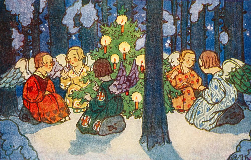 Vintage Christmas Postcard by Zdenek Guth. Original from The New York Public Library. Digitally enhanced by rawpixel.
