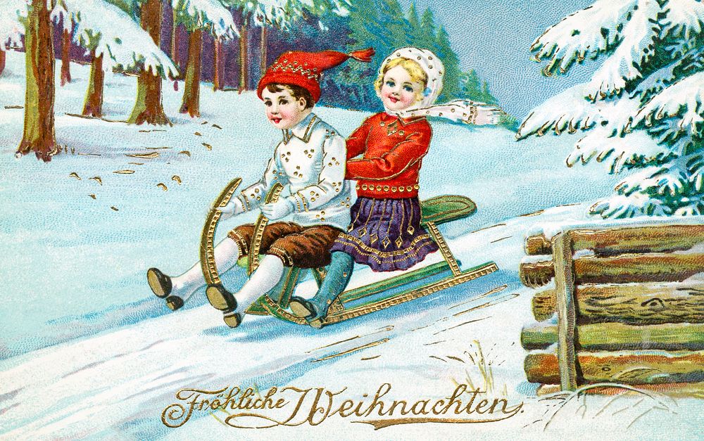 Vintage Christmas Postcard H.W.B. publisher. | Free Photo Illustration ...