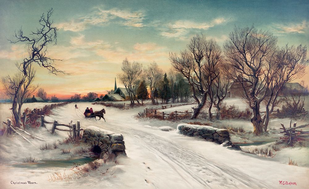 Christmas Morn (ca. 1880) by W. C. Bauer. Original from Library of Congress. Digitally enhanced by rawpixel.