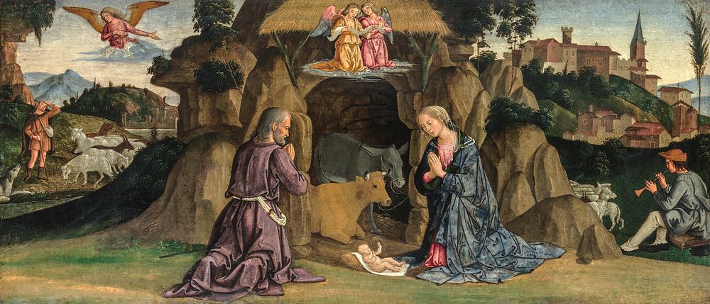 The Nativity (1480s) by Antoniazzo Romano. Original from The MET Museum. Digitally enhanced by rawpixel.