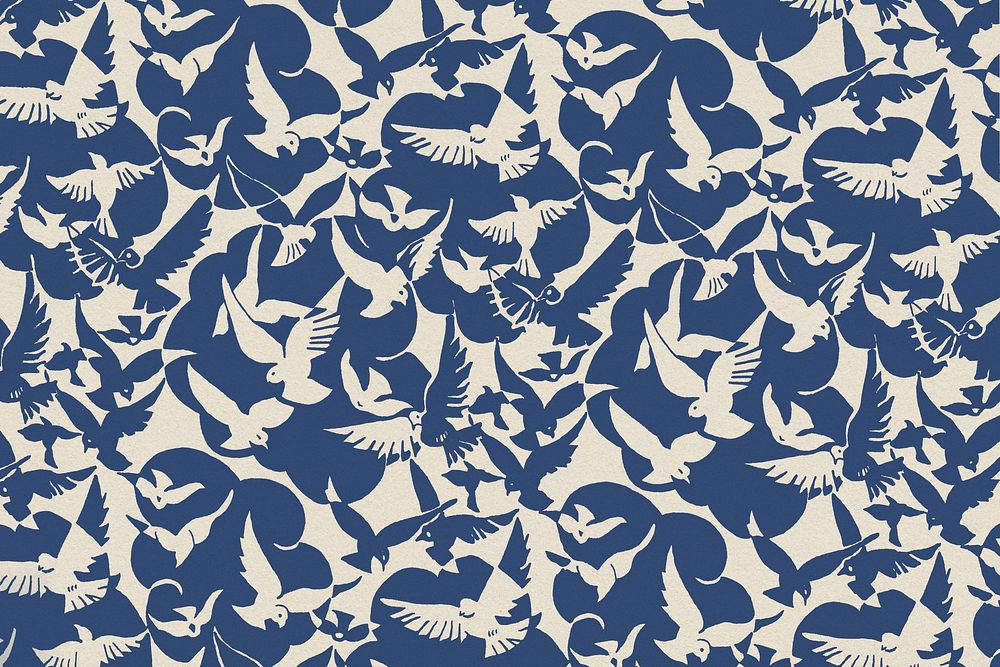 Bird pattern background, vintage animal illustration psd, remix from the artwork of Louis Renard