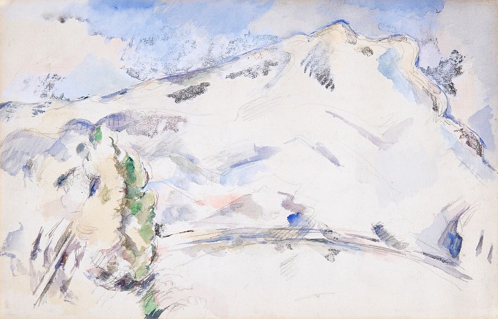 Mont Sainte-Victoire (La Montagne Sainte-Victoire) (ca. 1900) by Paul C&eacute;zanne. Original from Original from Barnes…