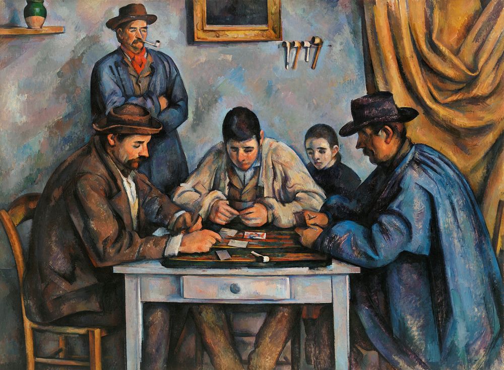 The Card Players (Les Joueurs de cartes) (ca. 1890&ndash;1892) by Paul C&eacute;zanne. Original from Original from Barnes…