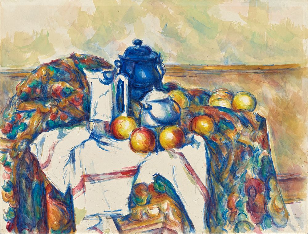 Still Life with Blue Pot (ca. 1900&ndash;1906) by Paul C&eacute;zanne. Original from The Getty. Digitally enhanced by…