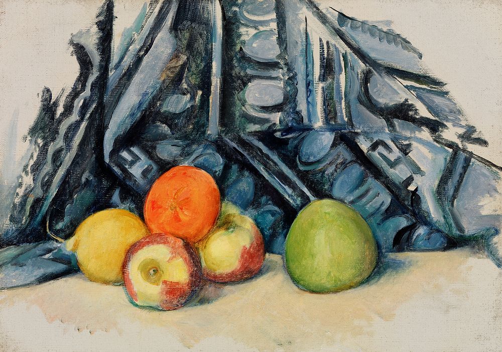 Apples and Cloth (Pommes et tapis) (ca. 1893&ndash;1894) by Paul C&eacute;zanne. Original from Original from Barnes…