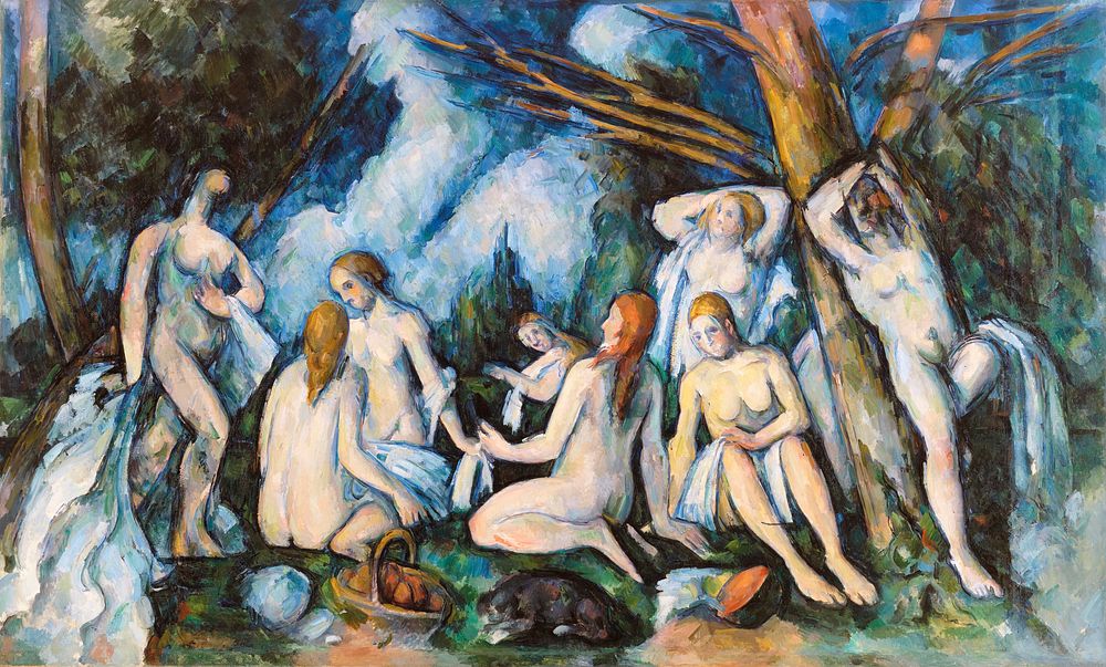 The Large Bathers (Les Grandes baigneuses) (ca. 1895&ndash;1906) by Paul C&eacute;zanne. Original from Barnes Foundation.…
